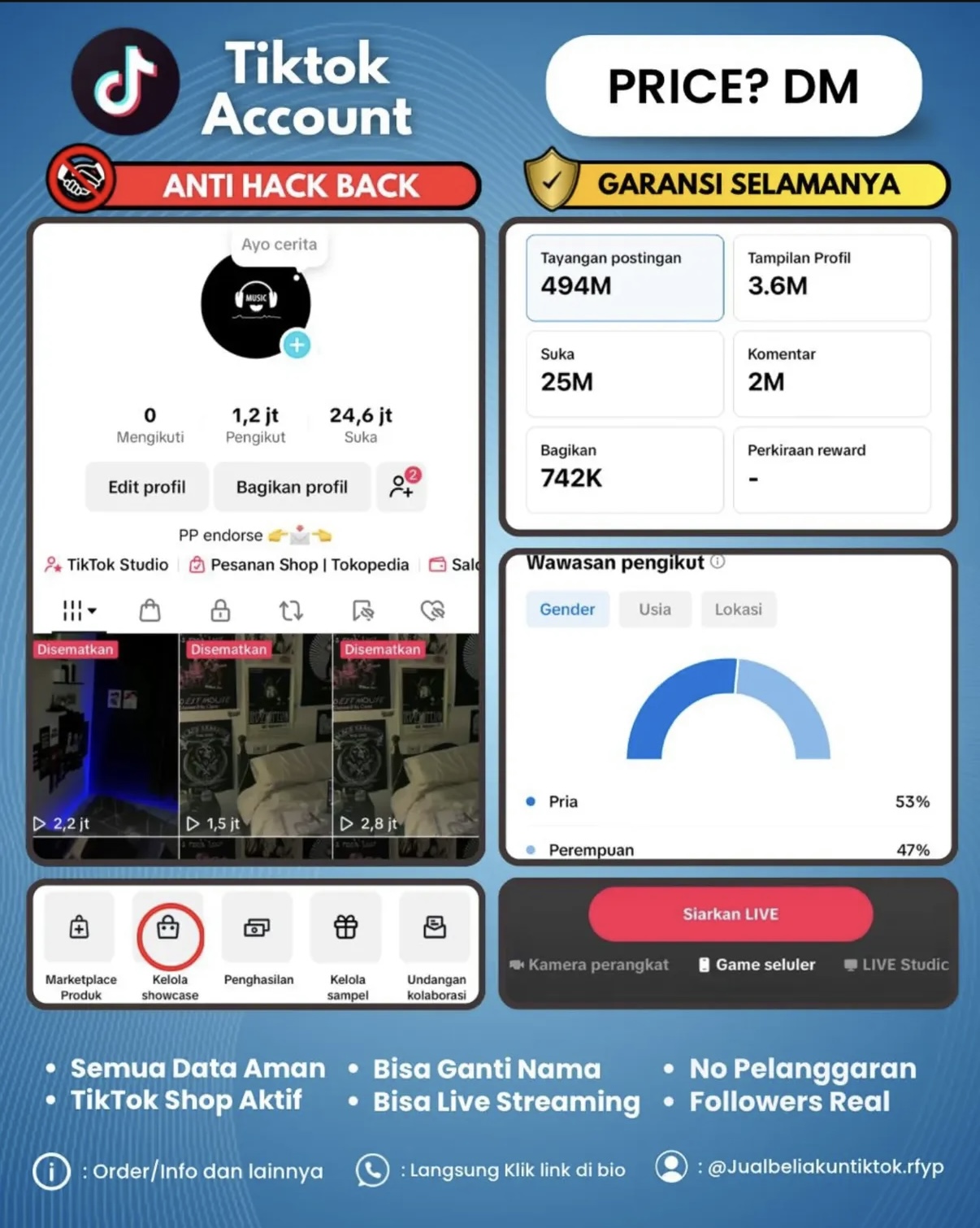 Akun TikTok: AKUN TIKTOK 1,2JT FOLLOWERS