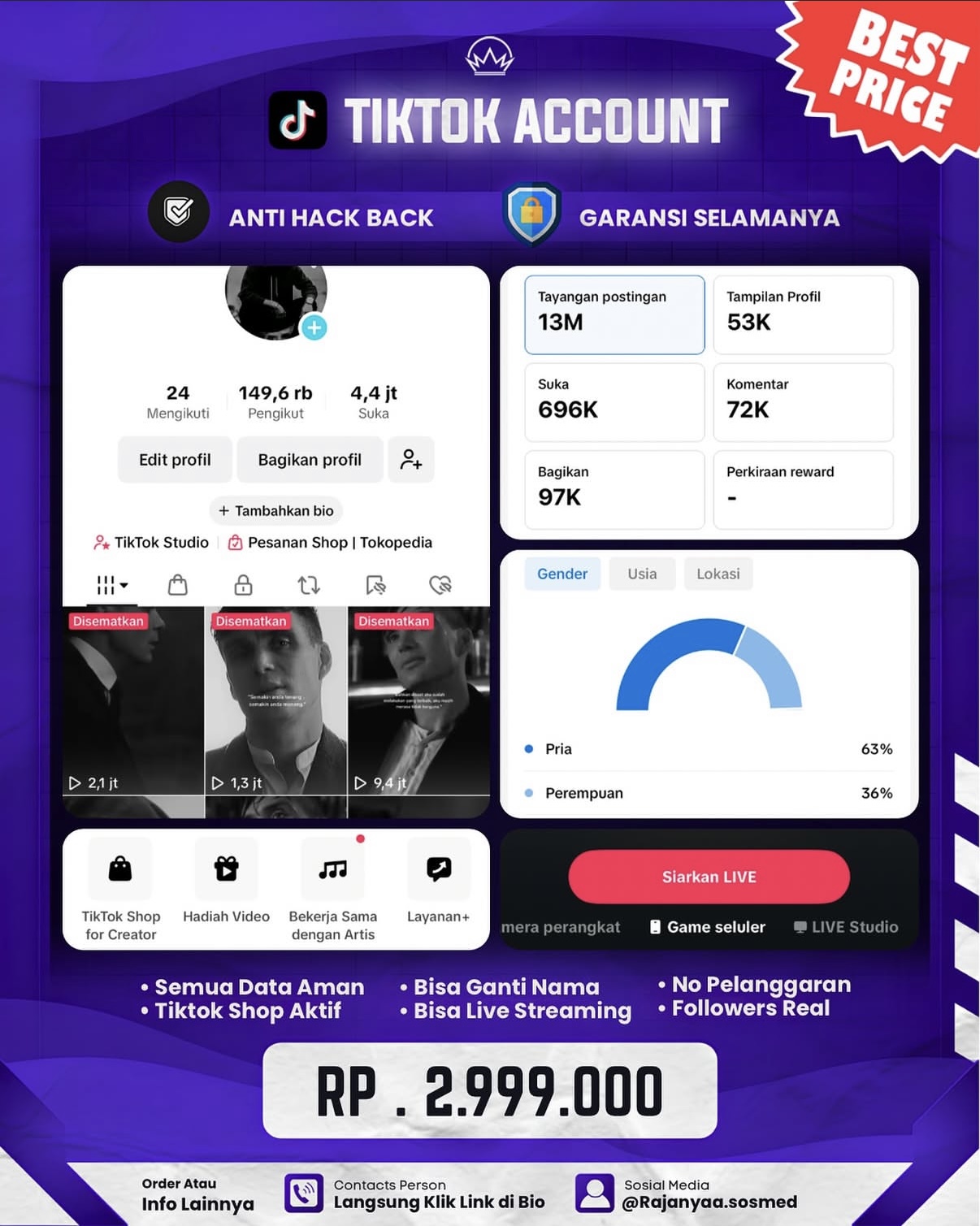 Akun TikTok: AKUN TIKTOK 149,6K FOLLOWERS