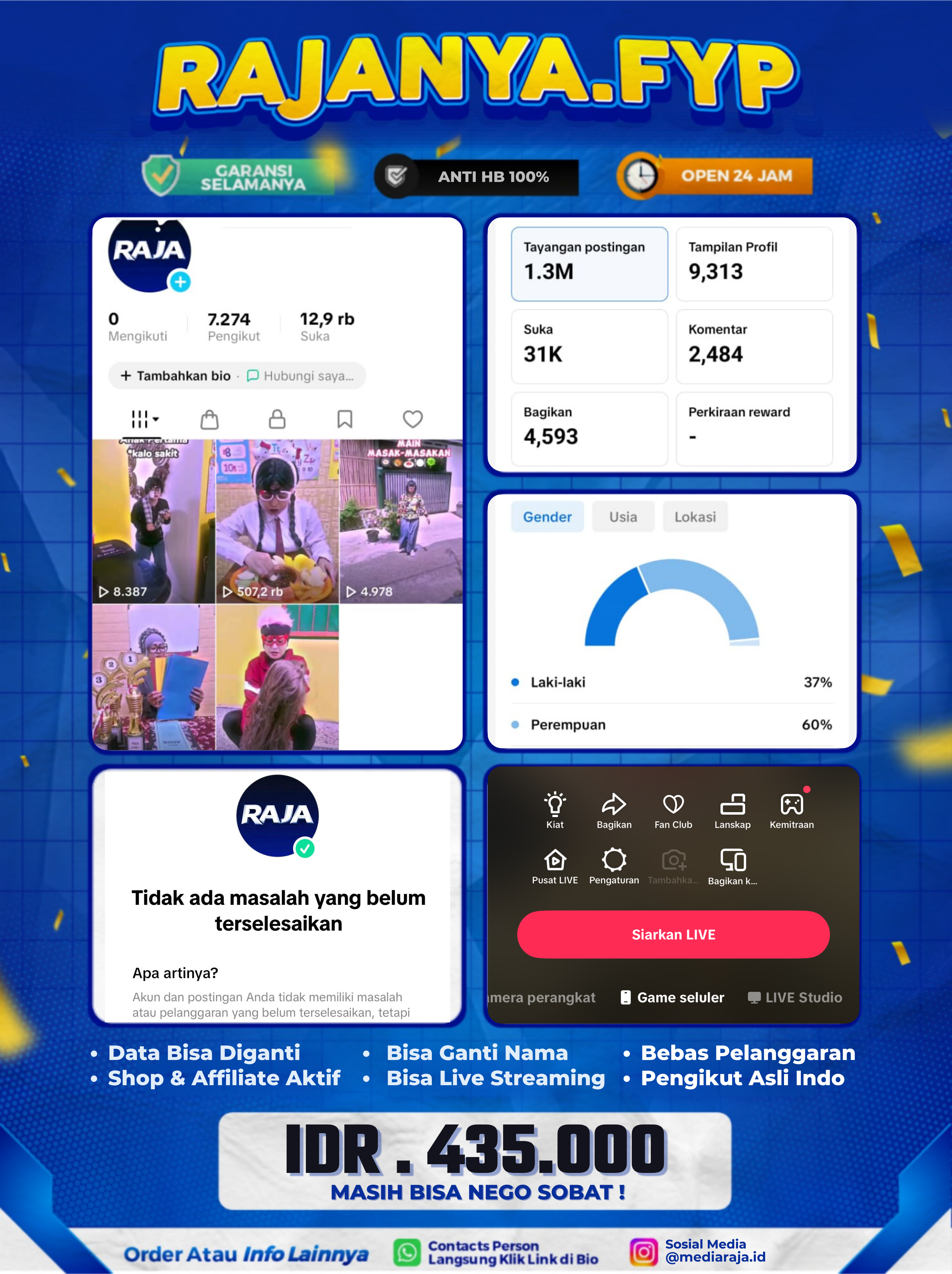 AKUN TIKTOK 7,2K FOLLOWERS