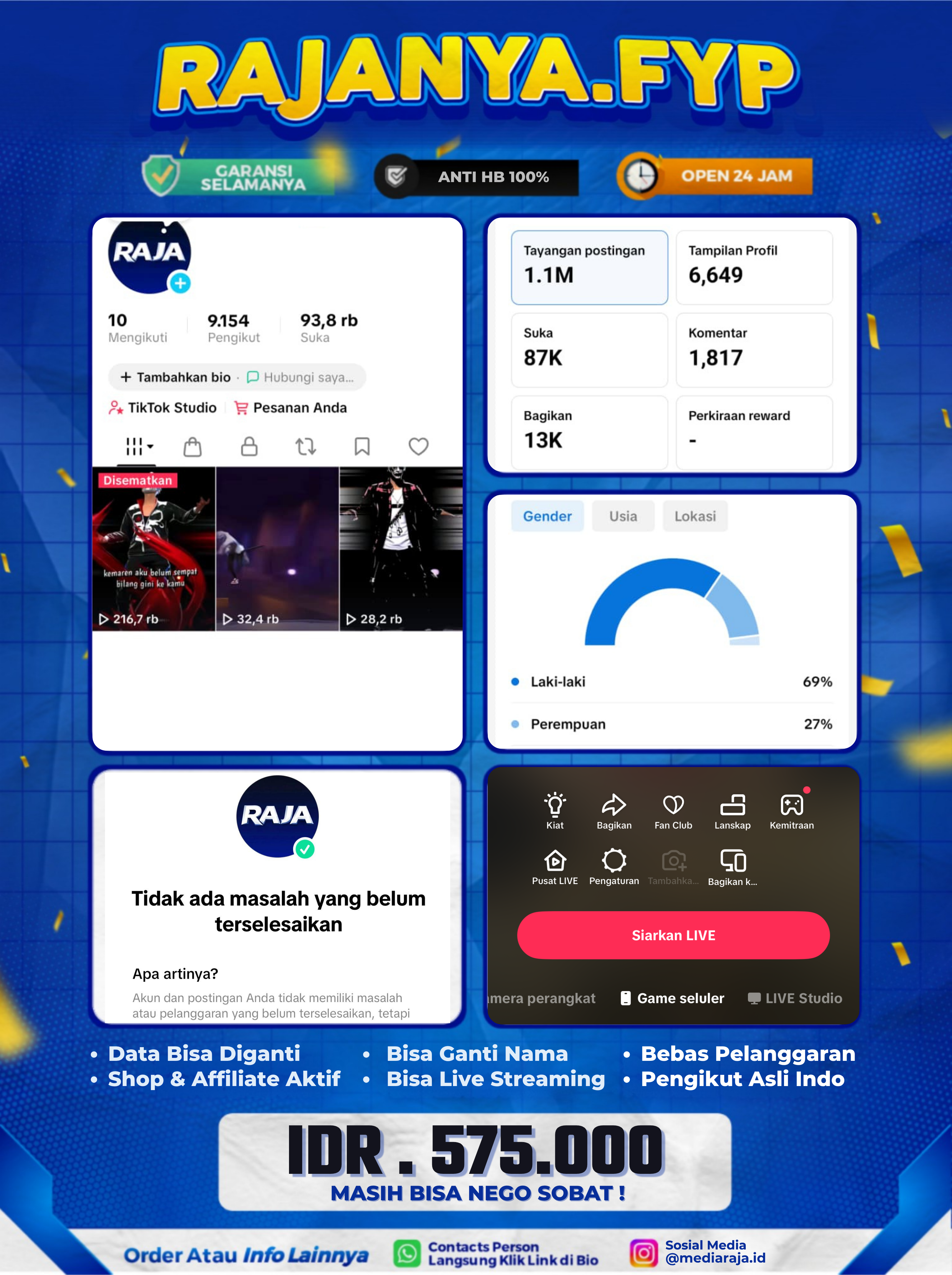 AKUN TIKTOK 9,1K FOLLOWERS