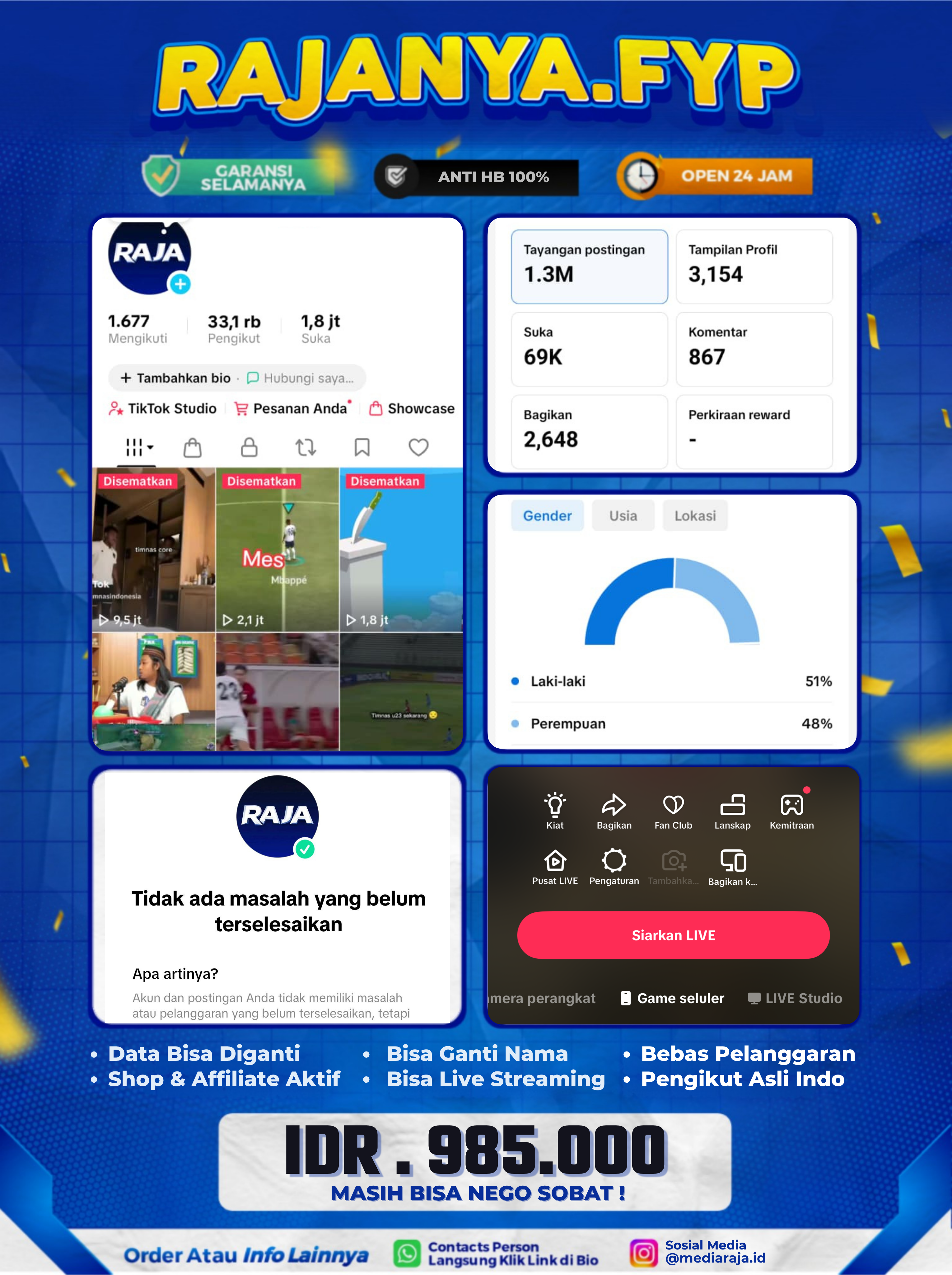 AKUN TIKTOK 33,1K FOLLOWERS