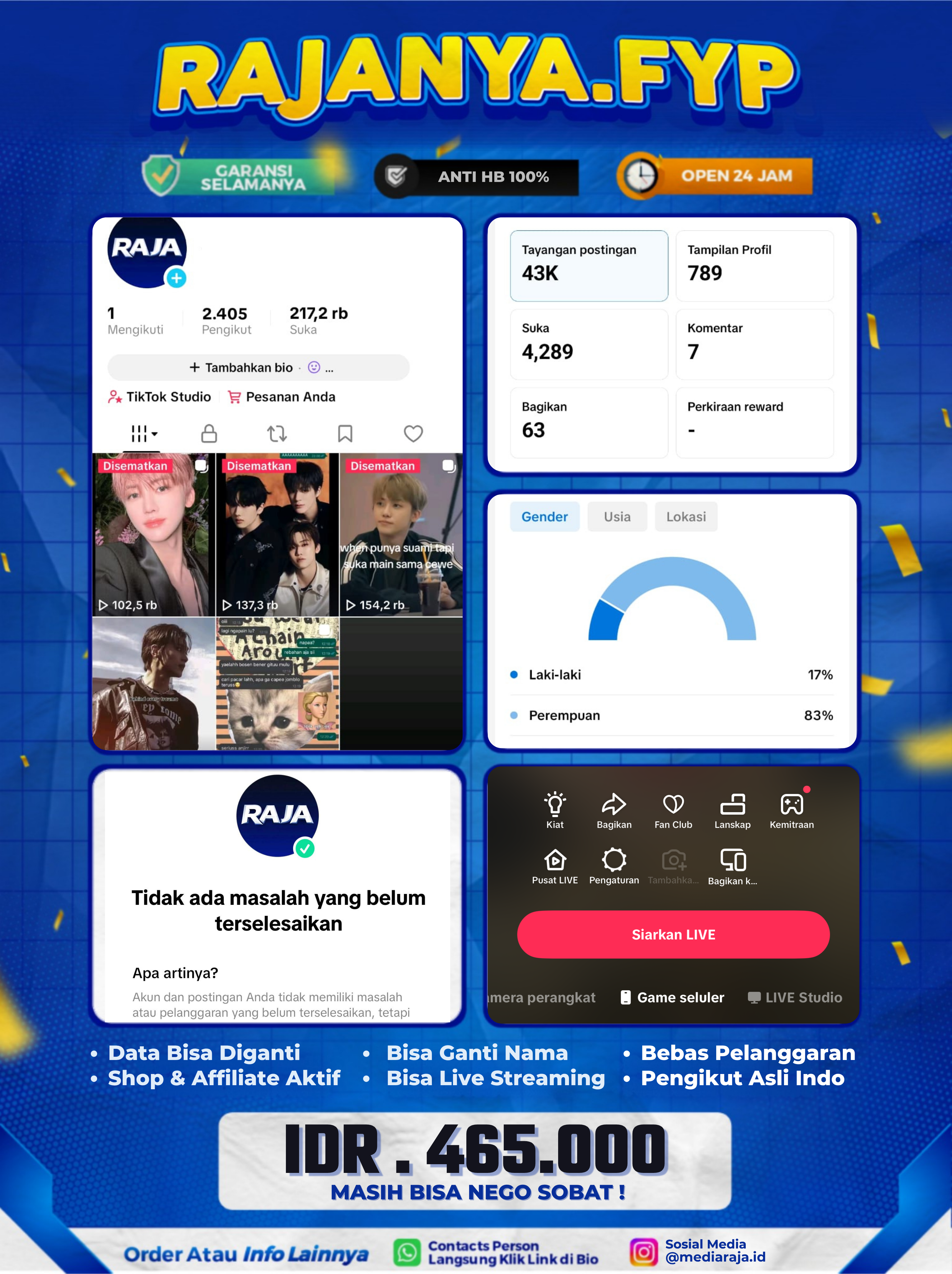 AKUN TIKTOK 2,4K FOLLOWERS