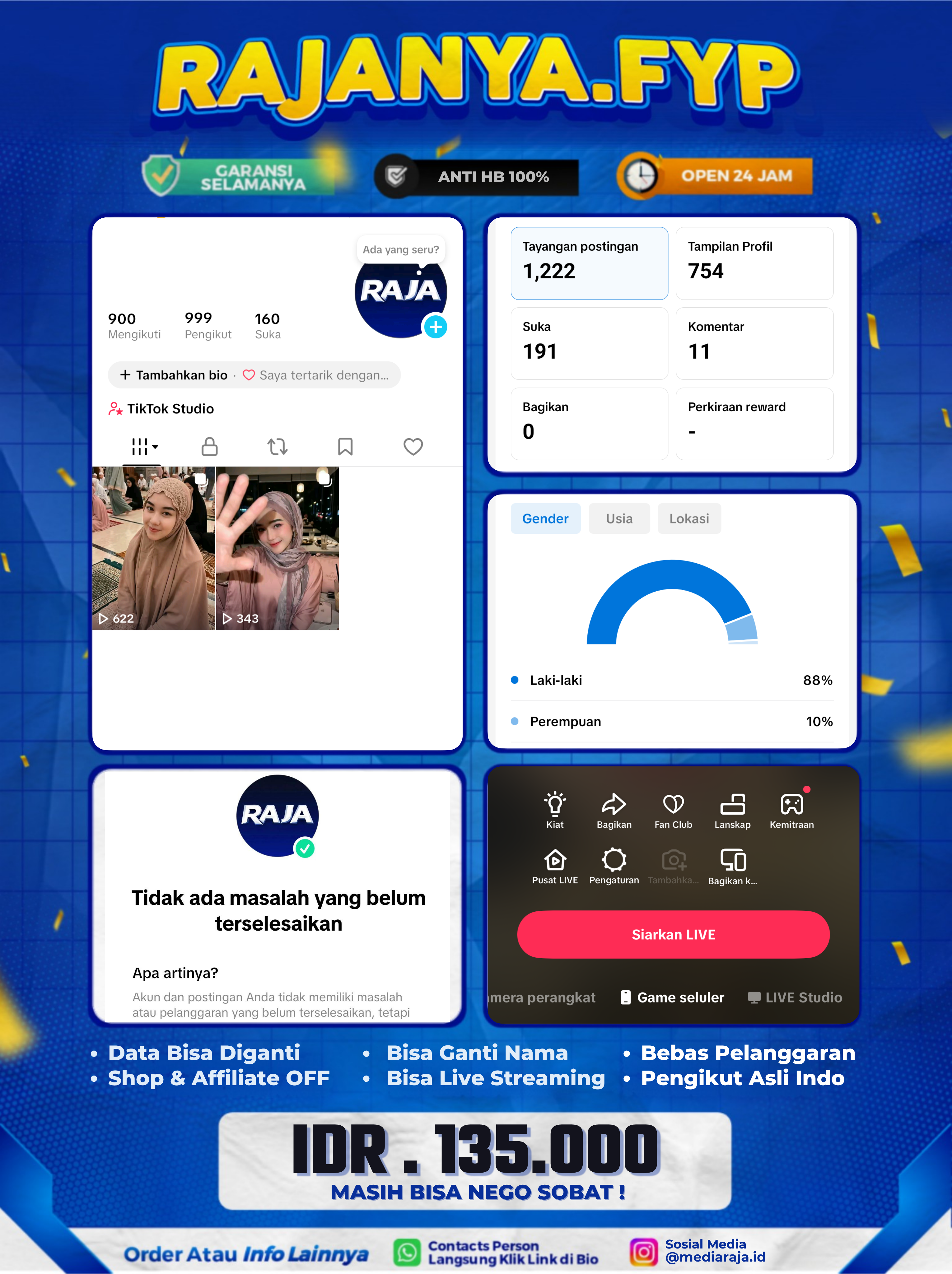 AKUN TIKTOK 999 FOLLOWERS