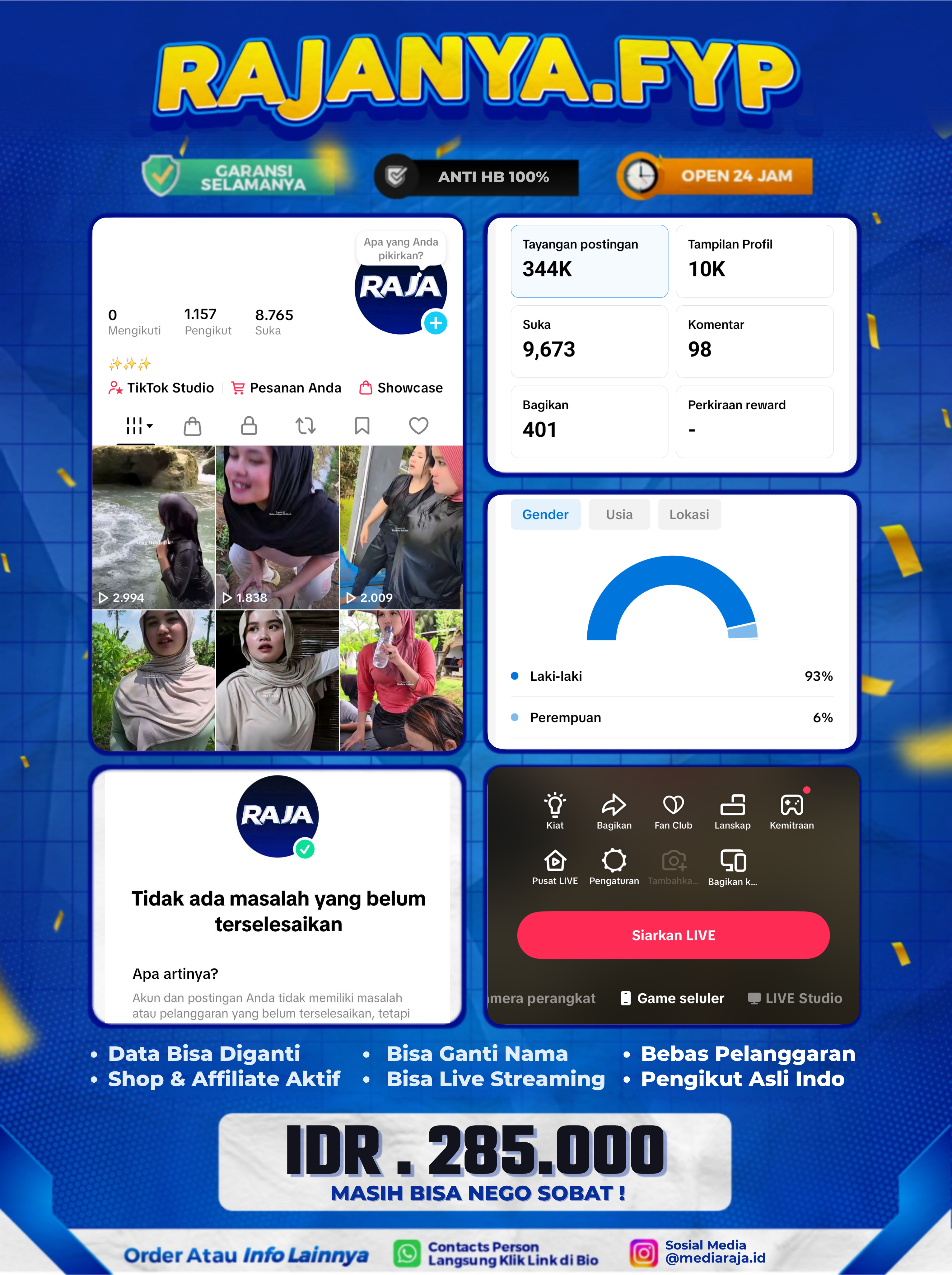 AKUN TIKTOK 1,1K FOLLOWERS