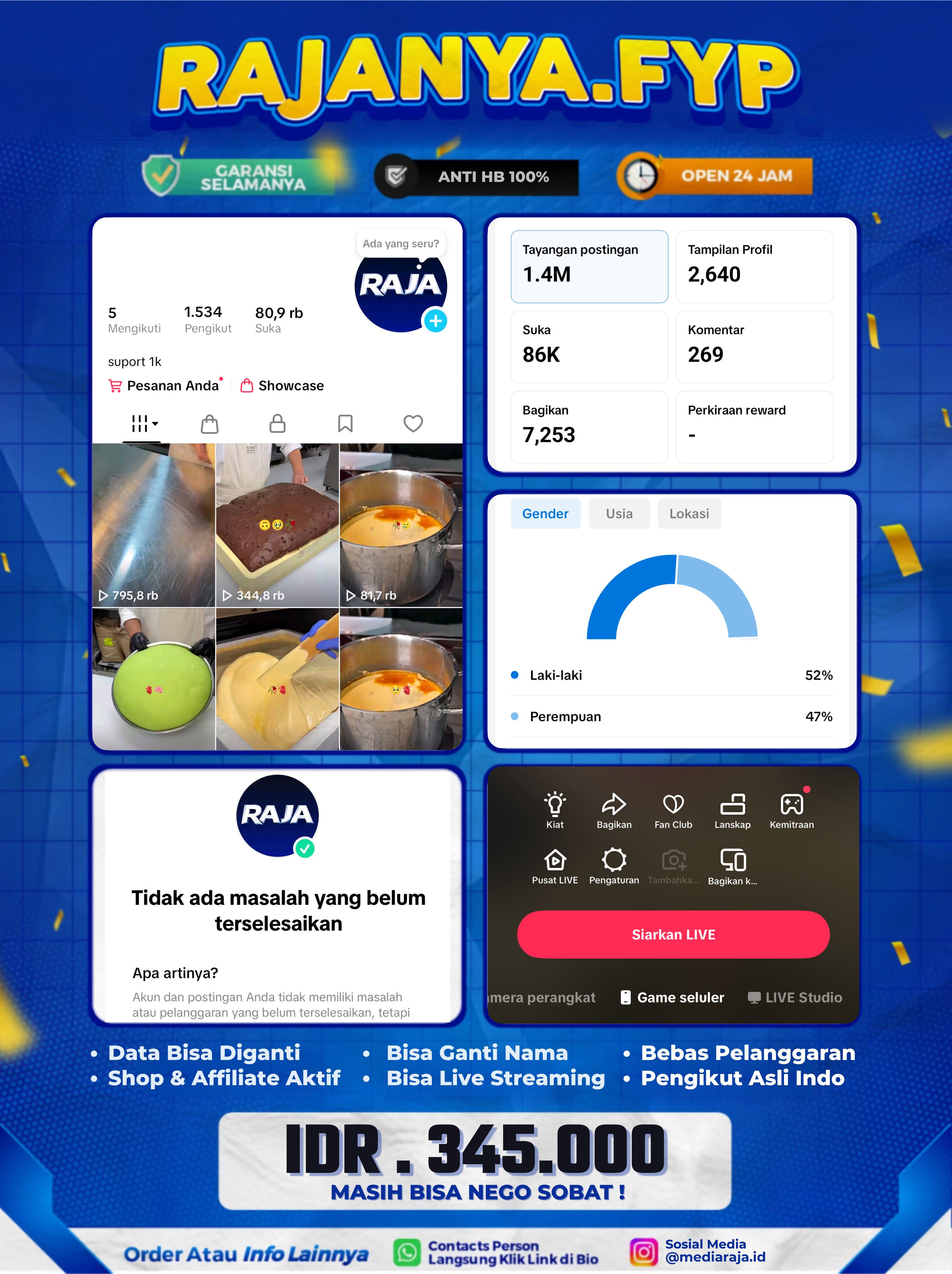 AKUN TIKTOK 1,5K FOLLOWERS