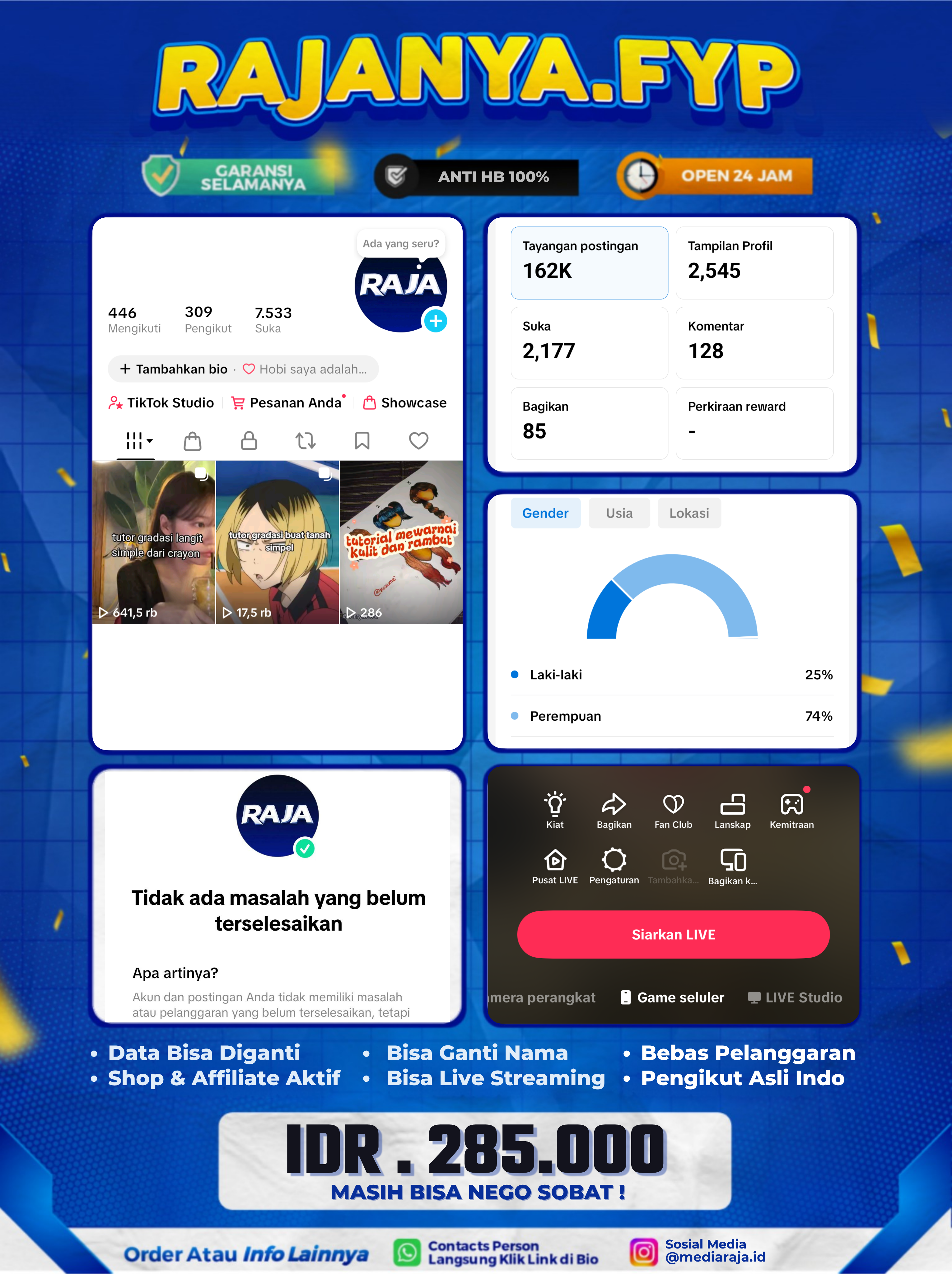 AKUN TIKTOK 309 FOLLOWERS