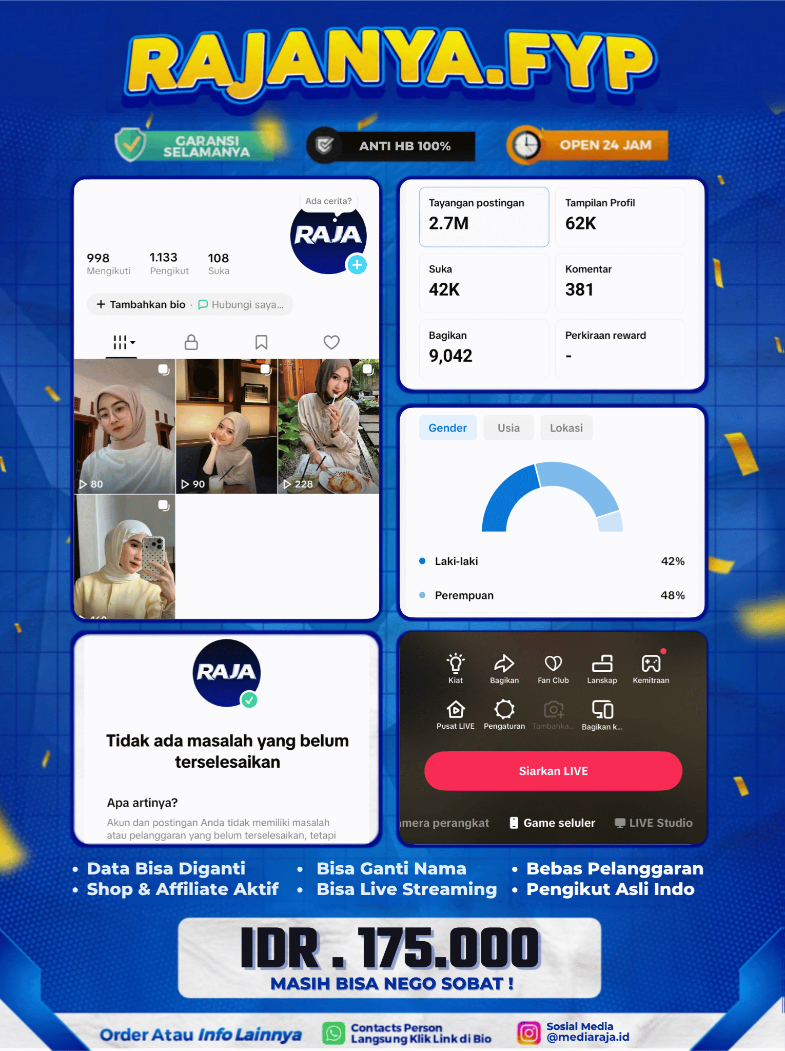 AKUN TIKTOK 1,1K FOLLOWERS