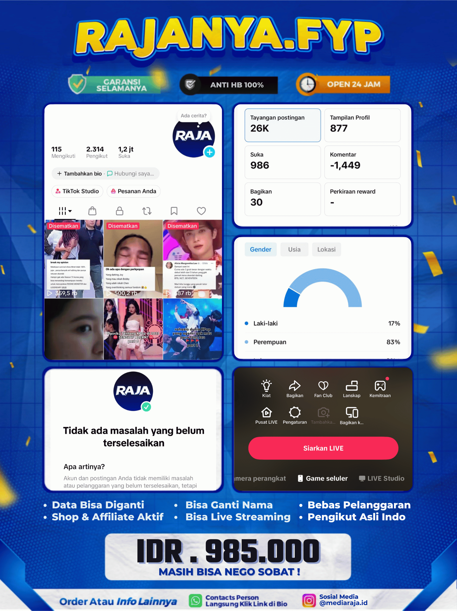 AKUN TIKTOK 2,3K FOLLOWERS